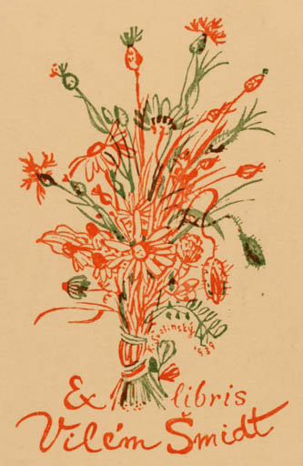 Exlibris by Karel Svolinsky from Czech Republic for Vilem Smidt - Flower Flora 