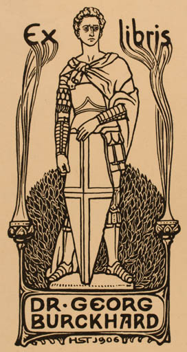 Exlibris by ? H.S.T from Germany for Dr. Georg Burckhard - Knight 