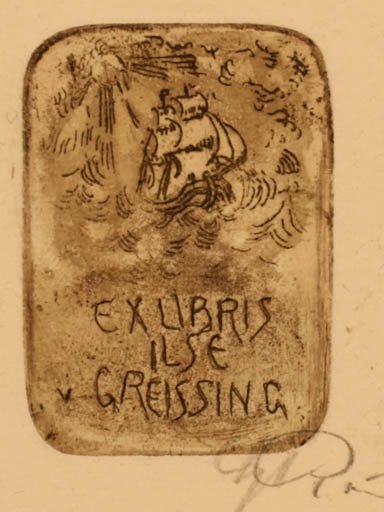 Exlibris by ? Unbekannt from Unknown for Ilse Greissing - Ship/Boat 