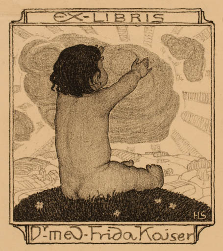 Exlibris by Hedwig Scherrer from Czechoslovakia for Dr. Frida Kaiser - Child 