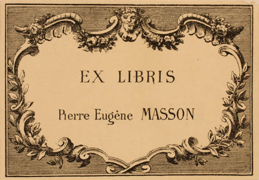 Exlibris by Jan Baptist Vervliet from Belgium for Pierre Eugene Masson - Text/Writing 