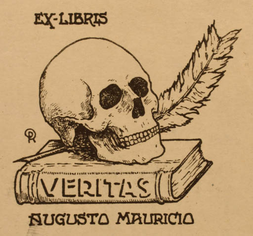 Exlibris by Raul Perdeuenes from Unknown for Augusto Mauricio - Book Death 
