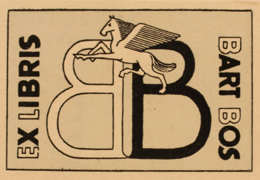 Exlibris by J. Bakker from Netherland for Bart Bos - Monogram Pegasus 