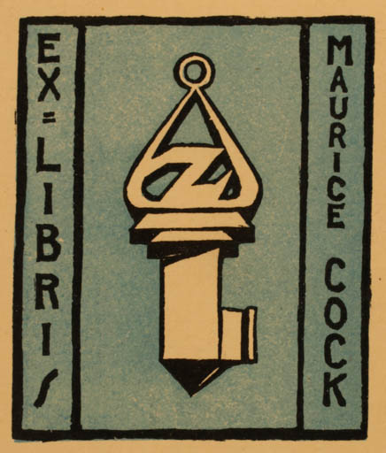 Exlibris by Alex. Cock from Belgium for Maurice Cock - 