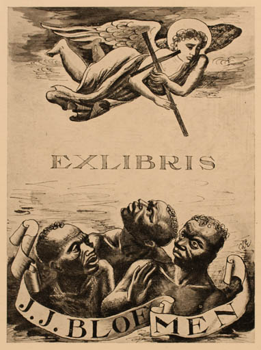 Exlibris by Charles Eyck from Netherland for J. J. Bloemen - Angel Religion 