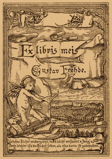 Exlibris by Gustav Fröhde from Unknown for Gustav Fröhde - Book Angel 