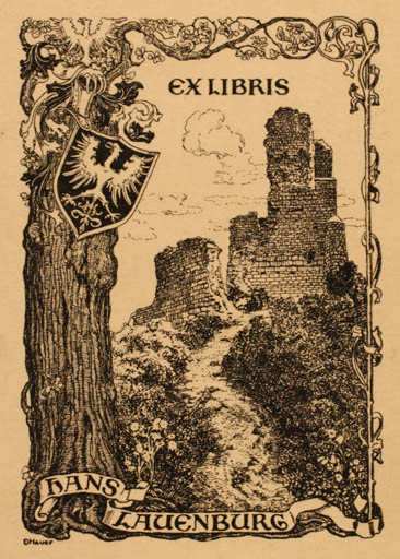 Exlibris by D. Hauer from Germany for Hans Lauenburg - Ruin 