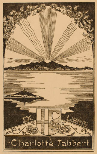 Exlibris by Hermann Hauer from Germany for Charlotte Tabbert - Scenery/Landscape Sun 