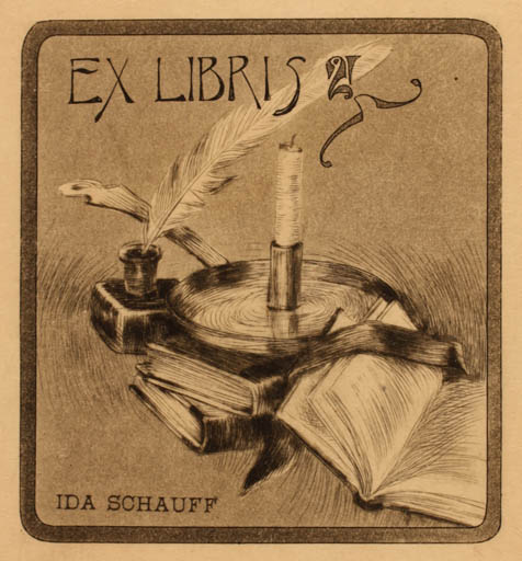 Exlibris by Vitor Mignot from Unknown for Ida Schauff - 