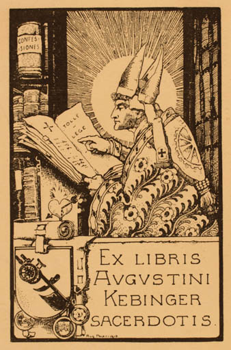 Exlibris by August Pacher from Germany for Augustini Kebinger - Religion 