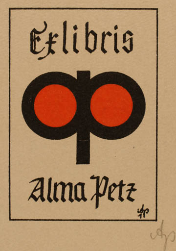 Exlibris by Alma Petz from Austria for Alma Petz - Text/Writing 