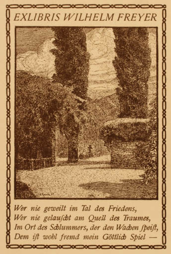 Exlibris by S Rainke from Unknown for Wilhelm Freyer - Scenery/Landscape 