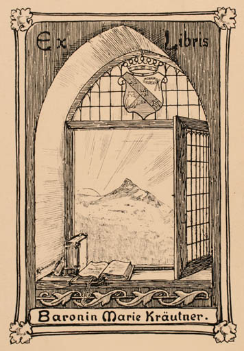 Exlibris by Clara Rodenwaldt from Germany for Baronin Marie Kräutner - 