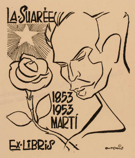 Exlibris by Ant. Rubinio Nunez from Italy for Octavio de la Suaree - Flower Portrait 