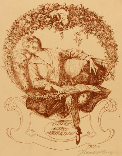 Exlibris by Heny Sander from Unknown for Alfred Scharnitzki - Book Flora Jugend 