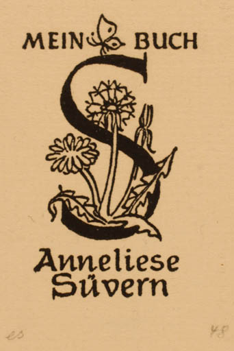 Exlibris by Elisabeth Schumacher from Germany for Anneliese Süvern - 