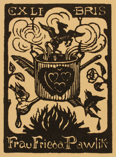 Exlibris by Heinrich Seidl from Austria for Frieda Pawlik - Pegasus 