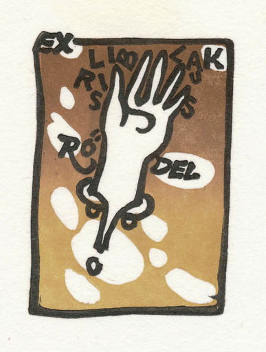 Exlibris by Augustinas Virgilijus Burba from Lithuania for Klaus Rödel - Abstract Hand(s) 