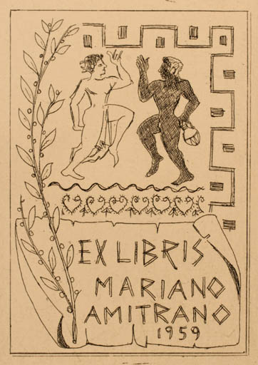 Exlibris by Bruno Stareto from Unknown for Mariano Amitrano - Couple 