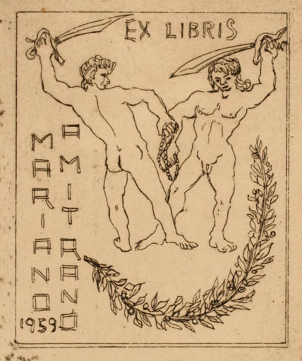 Exlibris by Bruno Stareto from Unknown for Mariano Amitrano - 