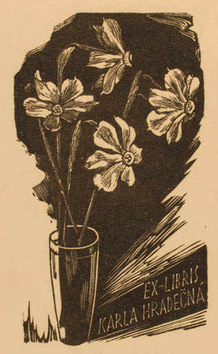 Exlibris by Karel Stech from Czech Republic for Karla Hradecna - Flower 