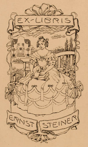 Exlibris by Richard Sterer from Unknown for Ernst Steiner - Book Jugend Woman 