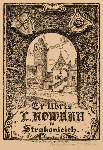 Exlibris by Jarko Sumavsky-Dvorak from Hungary for L. Howaka - Castle/Palace 