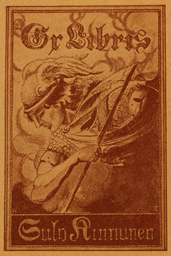 Exlibris by Arne Tegelman from Finland for Sulo Kinnunen - Hermes Military/War 