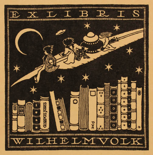 Exlibris by Philipp Volk from Germany for Wilhelm Volk - Book 