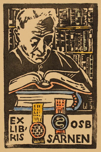 Exlibris by S. Wüst from Unknown for OSB Sarnen - Book Man 