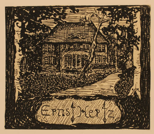 Exlibris by Thora Bagge from Unknown for Ernst Hertz - Architecture 