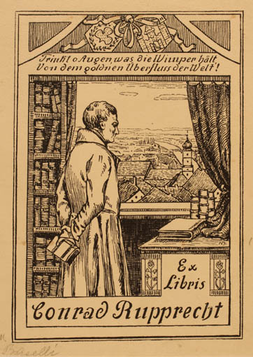 Exlibris by M. Baselli from Unknown for Conrad Rupprecht - Book Interior Man 