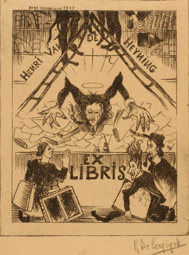 Exlibris by Rene de Coninck from Belgium for Henri van de Heyning - 