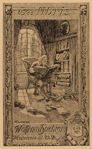 Exlibris by Molly Cramer from Germany for Wolfram Suchier - Book Interior Man 