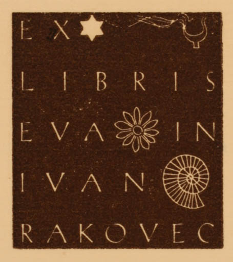 Exlibris by Vlado Gajsek from Russia for Eva + Ivan Racovek - Text/Writing 