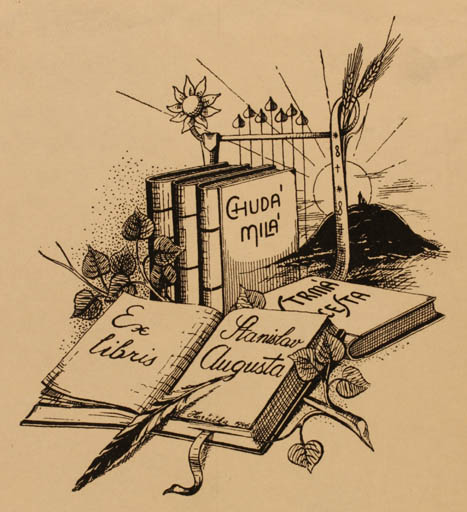 Exlibris by ? Horucka from Unknown for Stanislav Augusta - Book Sun 