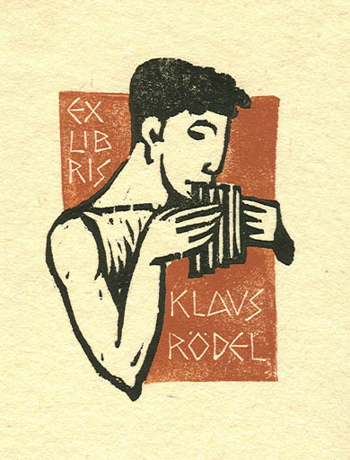 Exlibris by Kobi Baumgartner from Schwitzerland for Klaus Rödel - Music 