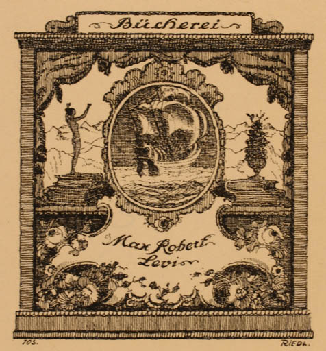 Exlibris by Jos. Riedl from Unknown for Max Robert Levi - Maritime 