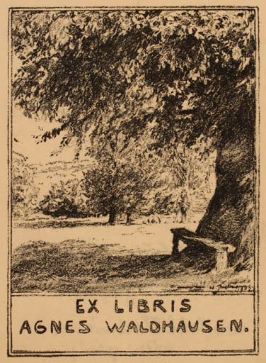 Exlibris by Wilh. Thielmann from Germany for Agnes Waldhausen - Scenery/Landscape Tree 