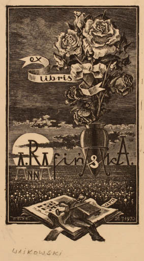 Exlibris by Waclav Waskowski from Poland for Anna Rafinska - Flower Scenery/Landscape 