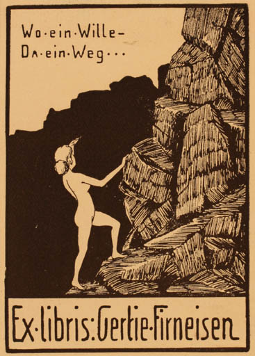 Exlibris by ? Unbekannt from Unknown for Gertie Firneisen - Mountain Woman 