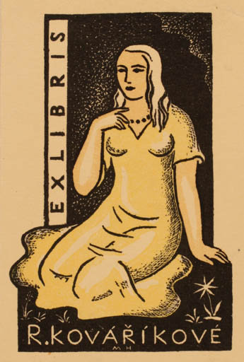 Exlibris by M Makovioková from Unknown for R. Kovariikove - Woman 