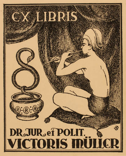Exlibris by Albert Brager from Germany for Sr. Victoris Müller - Law Oriental 