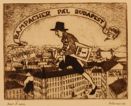 Exlibris by A Bayer from Hungary for Pal Rampacher - City Man 
