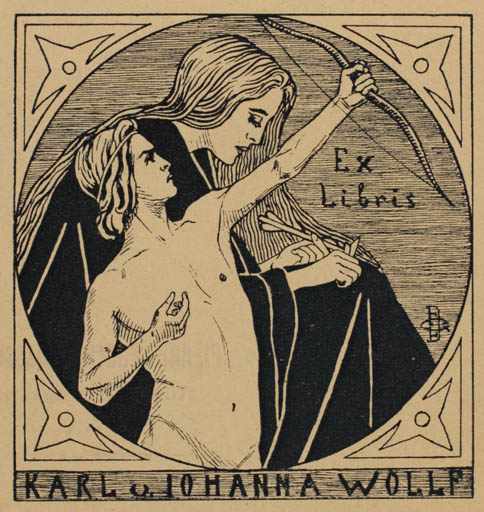 Exlibris by Emma Dessau-Goiteni from France for Karl u. Johanna Wollf - Jugend 