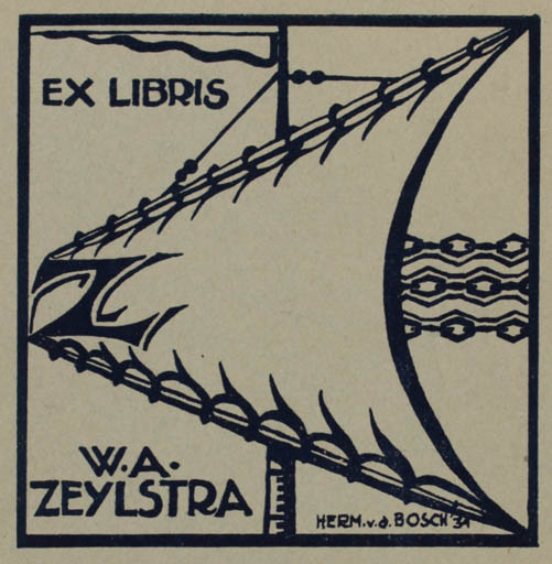 Exlibris by Herm. v. d. Bosch from Netherland for W. A. Zeystra - Maritime 