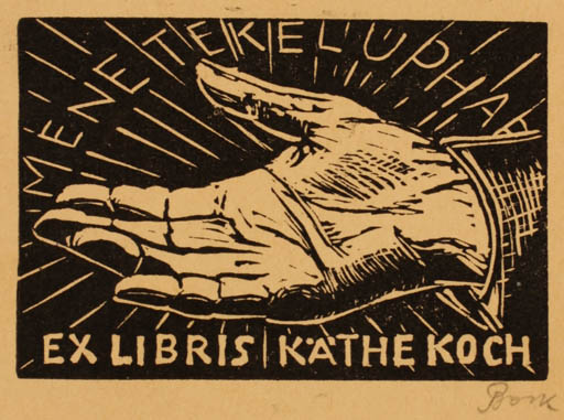 Exlibris by H. Bosse from Germany for Käthe Koch - Hand(s) 