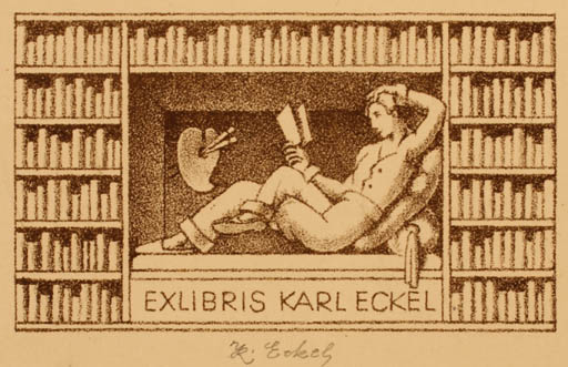 Exlibris by Karl Eckel from Germany for Karl Eckel - Book Interior Man 