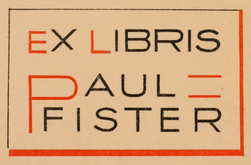 Exlibris by A. Freppel from France for Paul Pfister - Text/Writing 