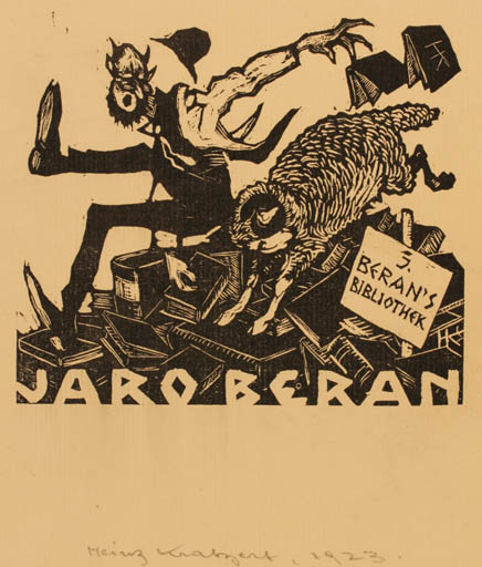 Exlibris by Heinz Krabyert from Unknown for Jaro Beran - Book Drama Fauna 